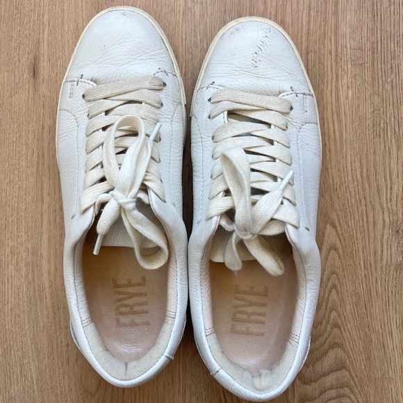 White Frye Ivy Low Lace Leather Sneaker - Picture 1 of 4